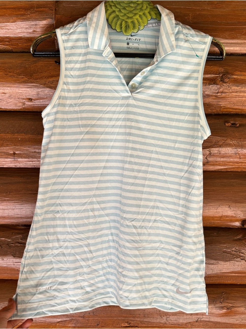 Nike Striped Dri-FIT Golf Polo - Light Blue & Cream